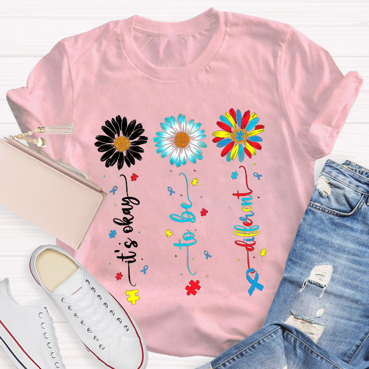 It's OK To Be Different Flower Teacher T-Shirt
