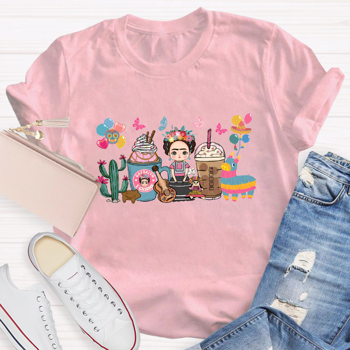 Spanish Teacher Coffee Butterfly T-Shirt