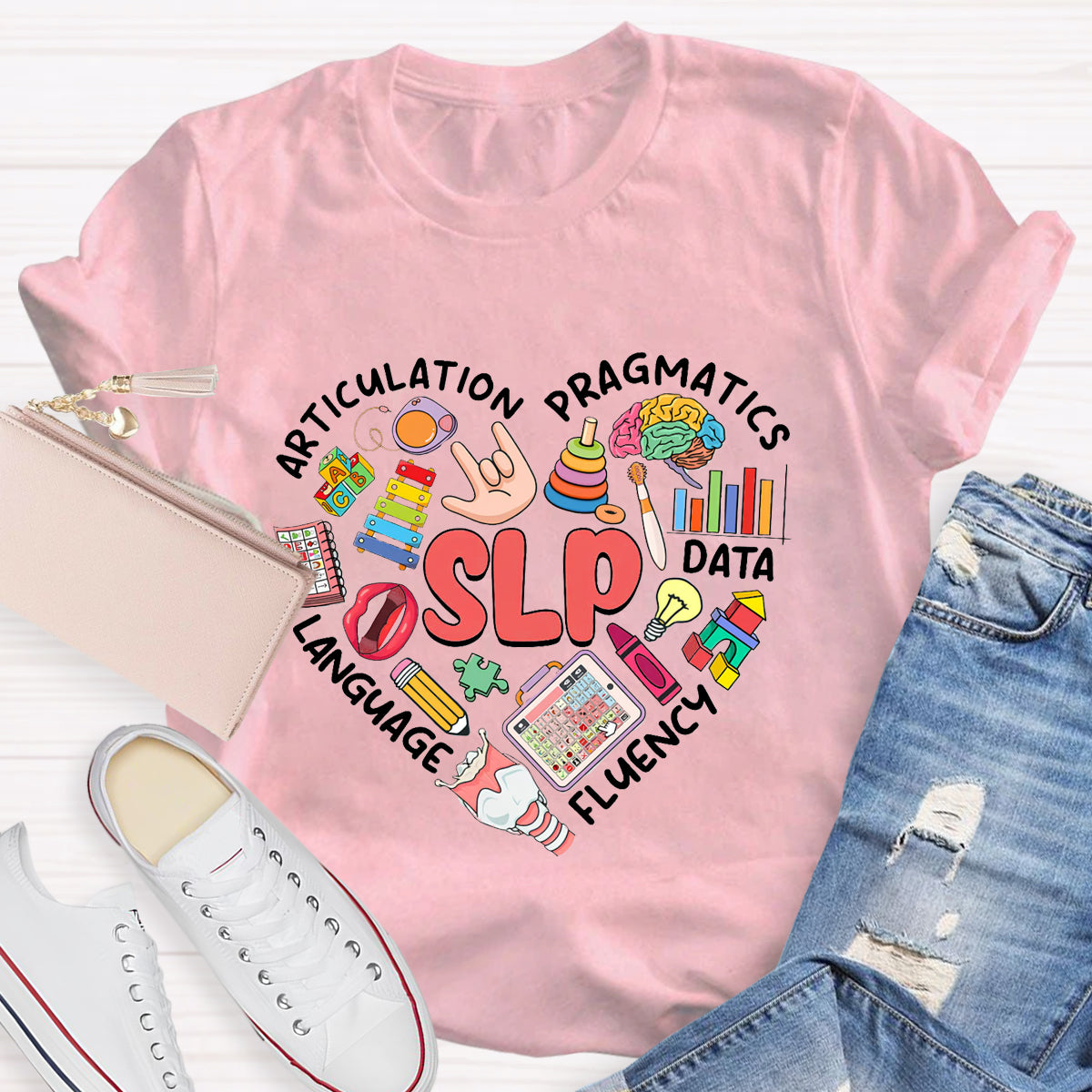 Articulation Pragmatics Language Fluency SLP Teacher T-Shirt