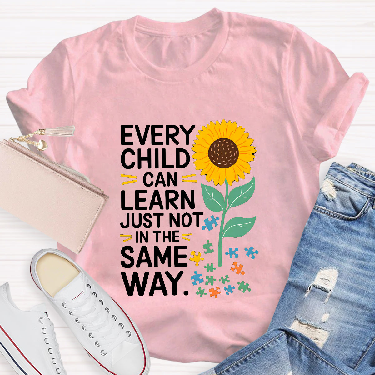 Every Child Can Learn Just Not In The Same Way Sunflower T-Shirt