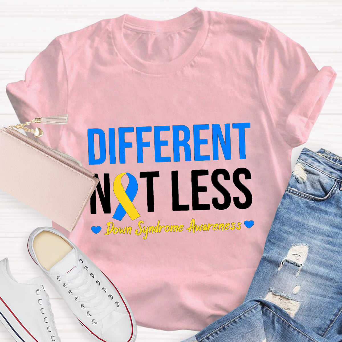 Different Not Less Down Syndrome Awarenes T-Shirt