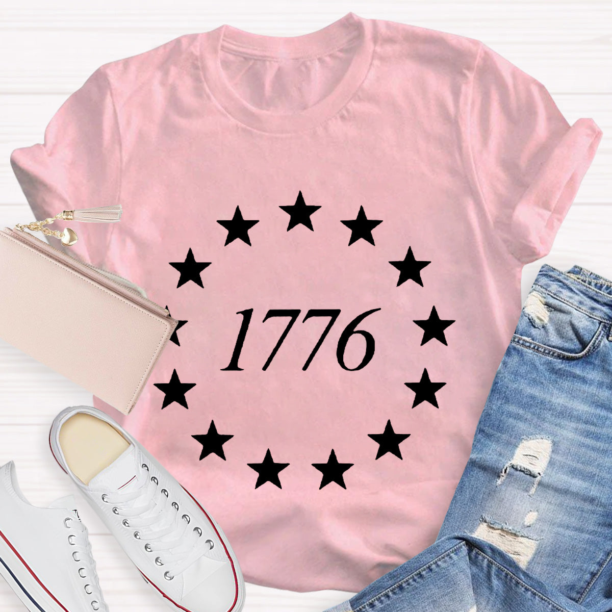 Black Star 1776 Teacher T-Shirt