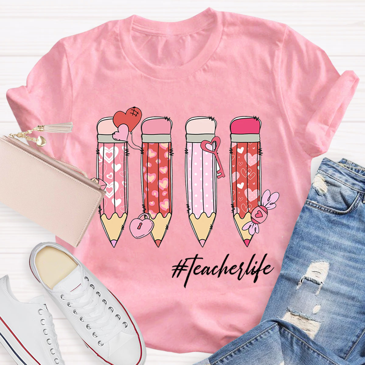 Valentine Pencils Teacher T-Shirt