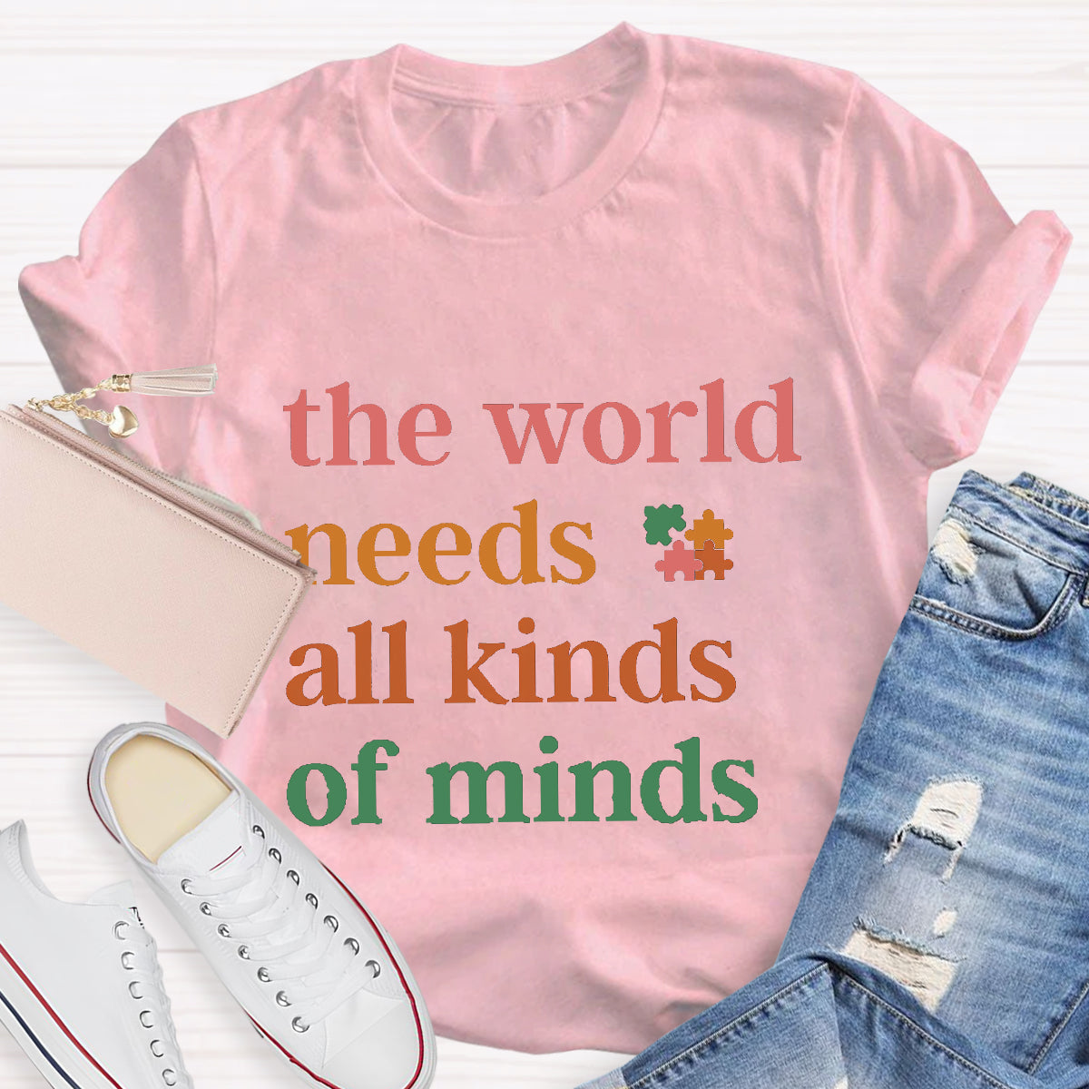 The World Needs All Kinds of Minds Autism Awareness T-Shirt