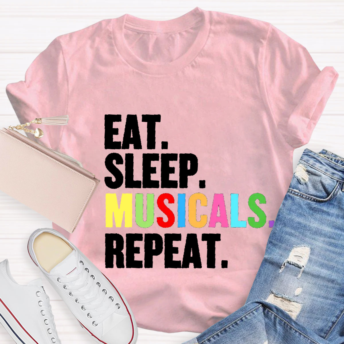 Eat Sleep Musicals Repeat  Teacher T-Shirt