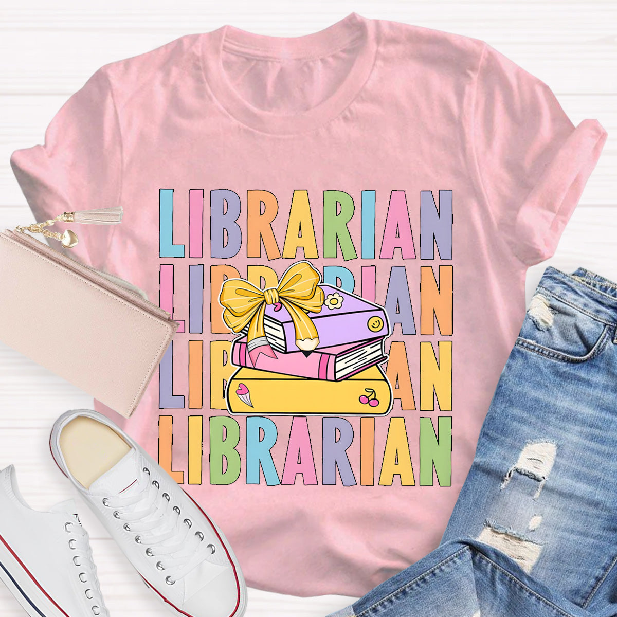 School Librarian With Books T-Shirt