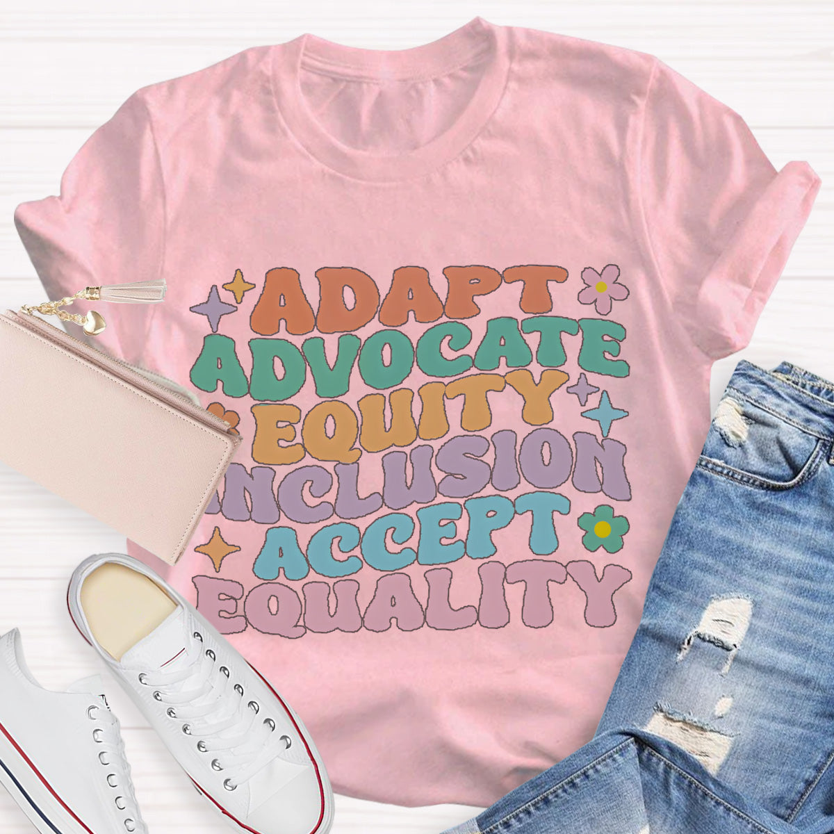 Adapt Advocate Equity Accept Teacher T-Shirt