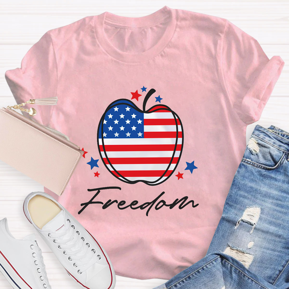 Freedom Apple Teacher T-Shirt