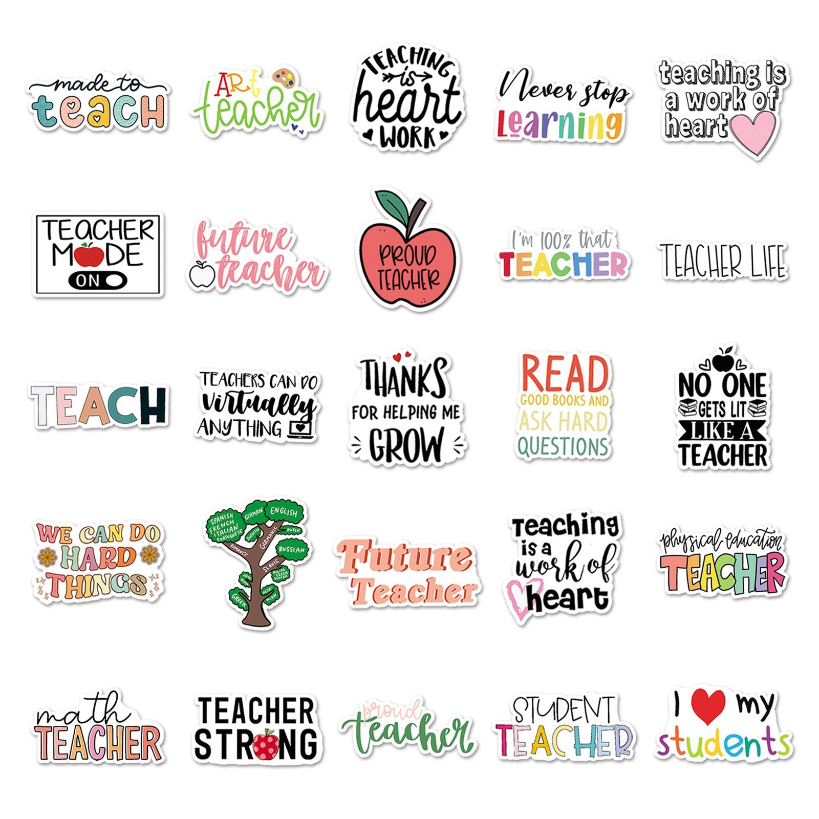 50 Teacher Graffiti Stickers