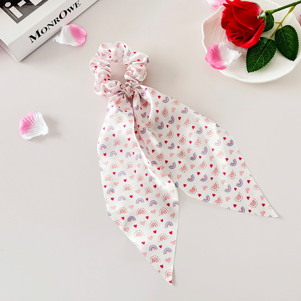 Flowing Scrunchies Sweet Heart-Shaped Lip Hair Ties