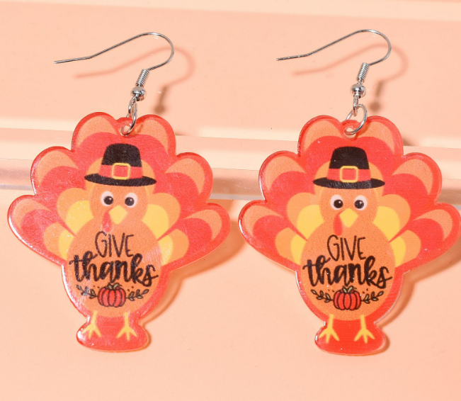 Thanksgiving Turkey Acrylic Earrings