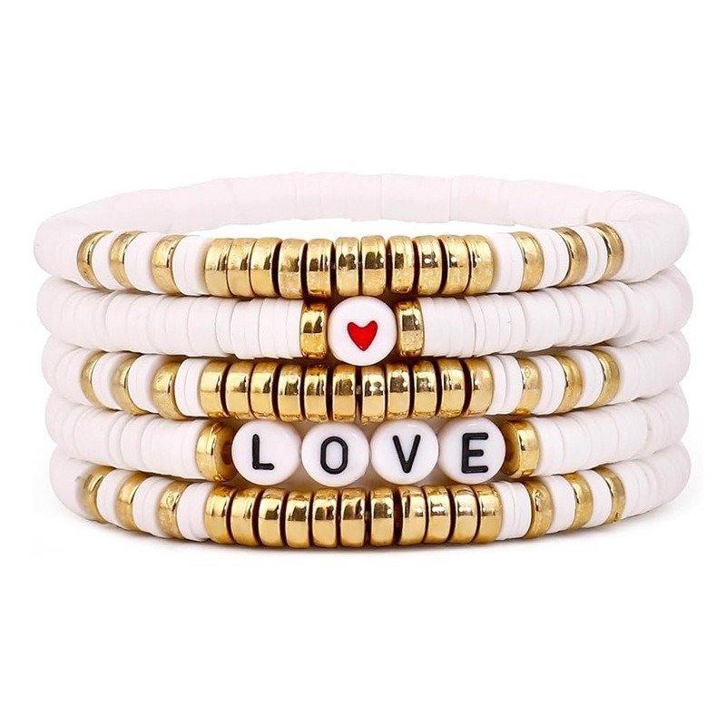 Polymer Colored Sliced Elastic Cord Letter Bracelet