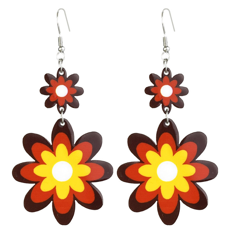 Vintage Acrylic Floral Bohemian Earrings