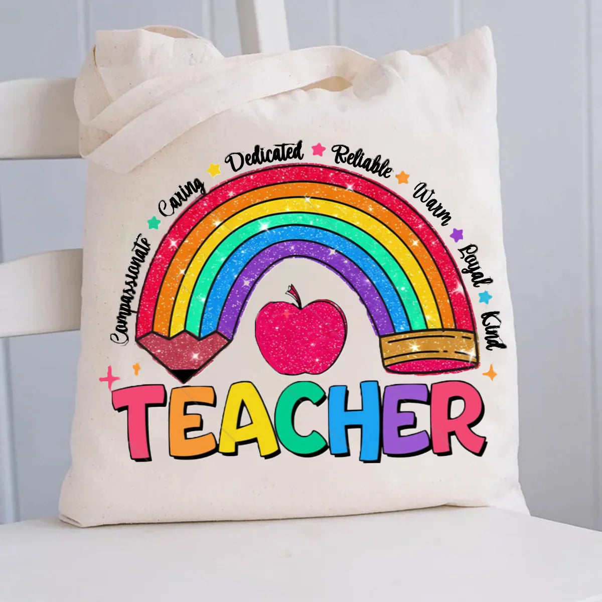 Teachers Definition Apple Printed Tote Bag