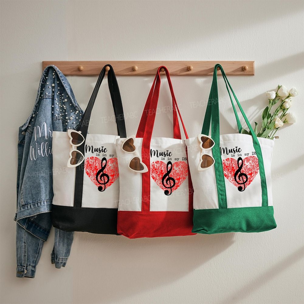 Music Is In My Dna Letters   Color-blocked Canvas Bag