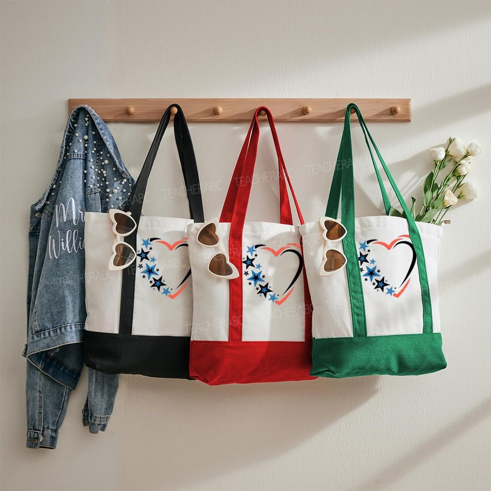 Love Star  Color-blocked Canvas Bag