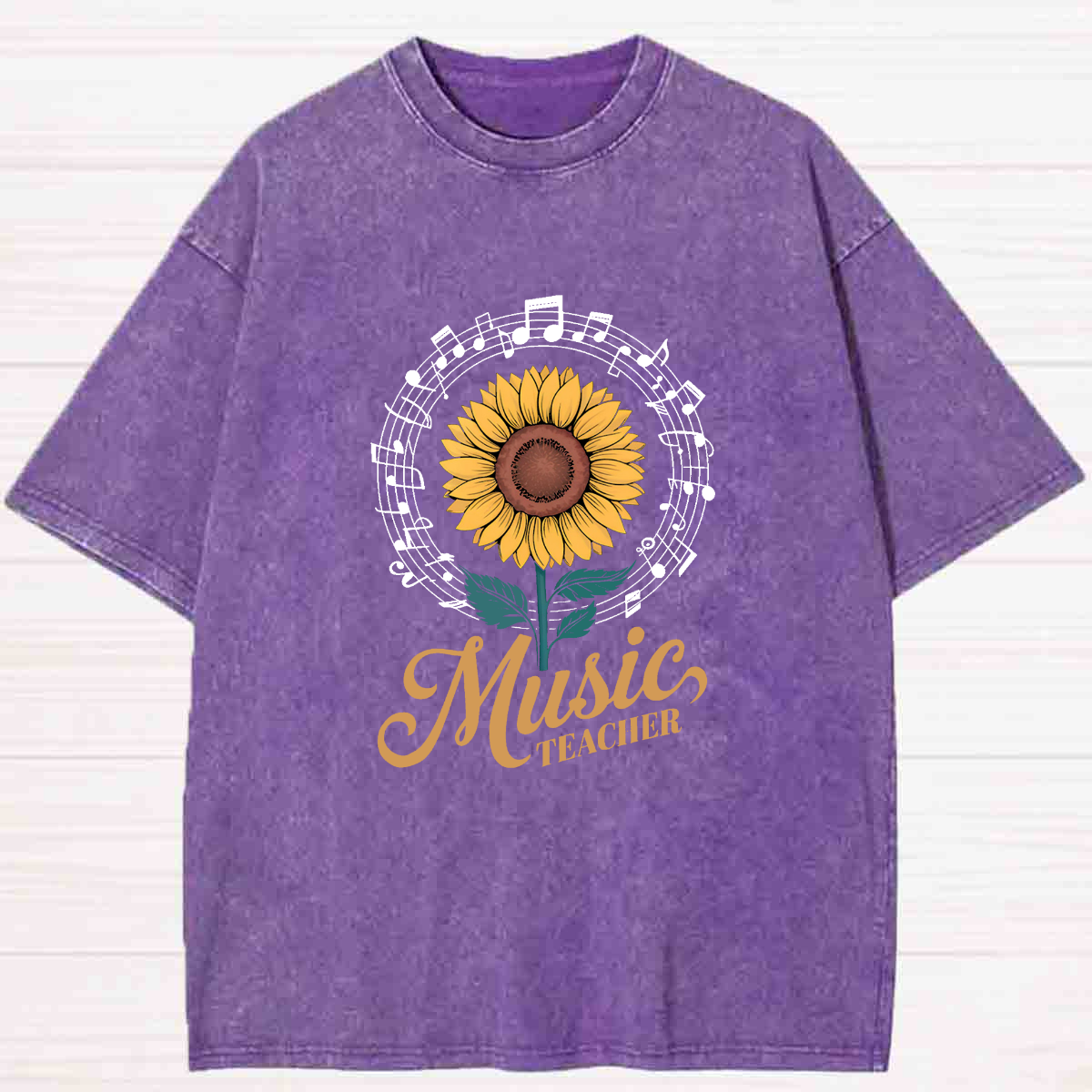 Music Teacher Sunflower Washed T-shirt