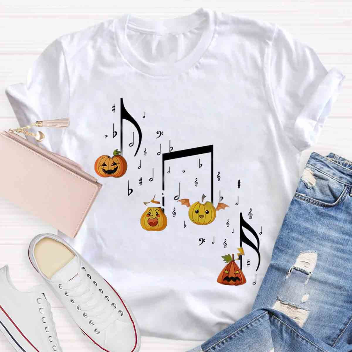 Music Note Pumpkin Fall Music Teacher Halloween Shirt