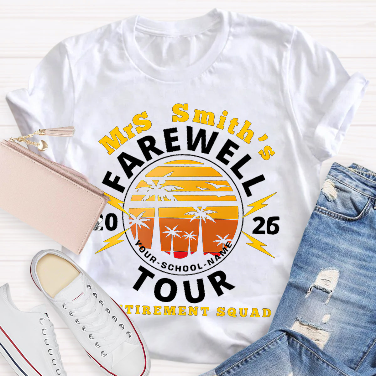 Personalized Teacher's Name And School Name Farewell Tour Retirement Squad T-Shirt