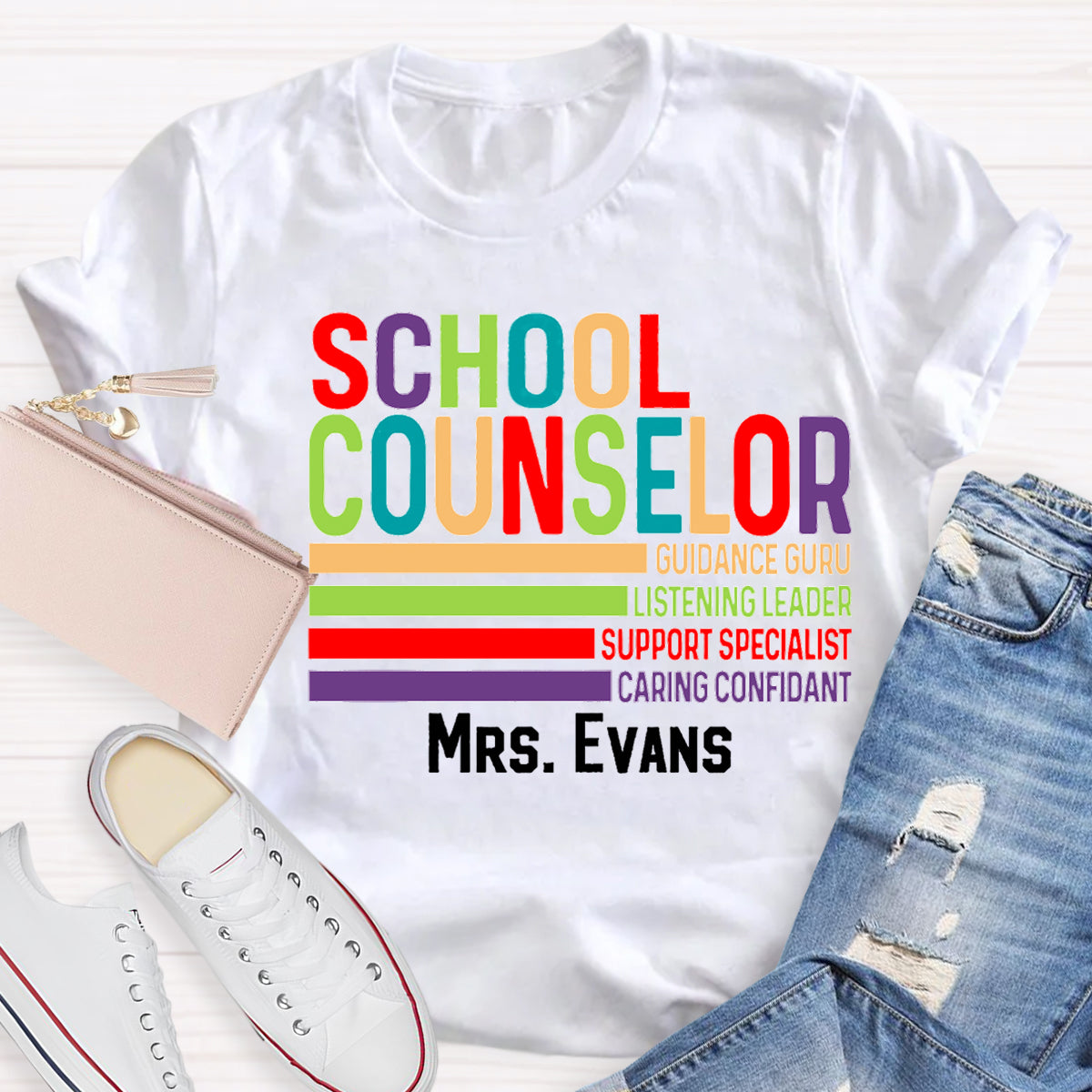 Personalized Name School Counselor Guidance Gure Listening Leader Support Specialist T-shirt