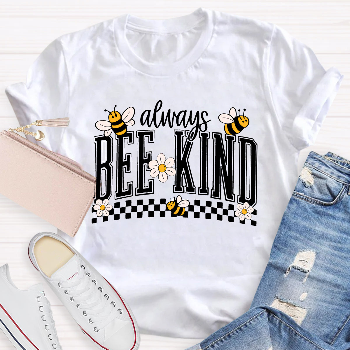 Always Bee Kind Bees And Small Flowers Teacher T-shirt