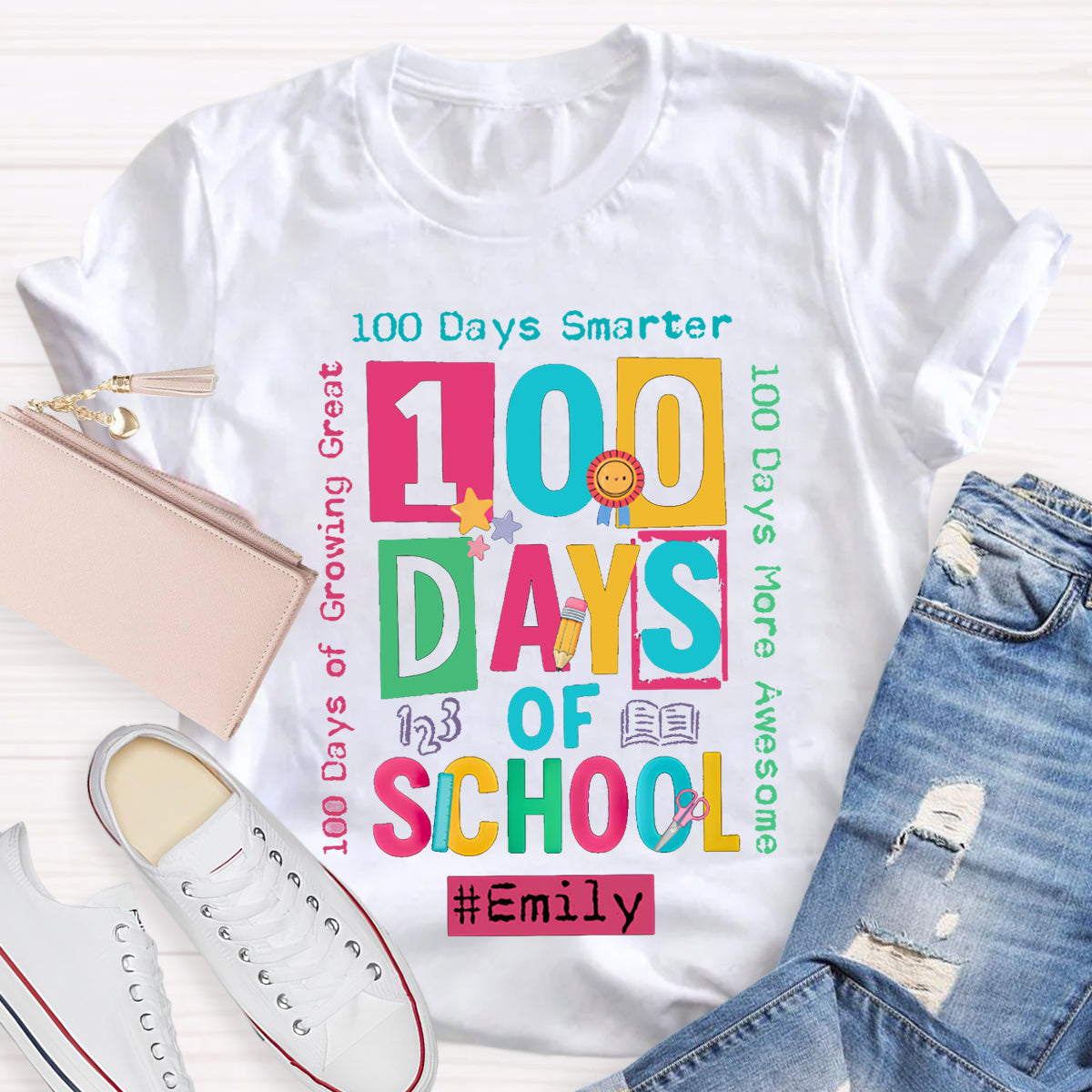 Personalized Name 100 Days Of School Smarter T-shirt