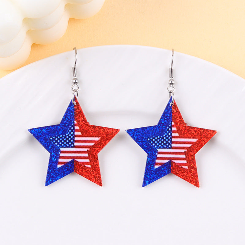 USA250 Red White Blue Star Earrings