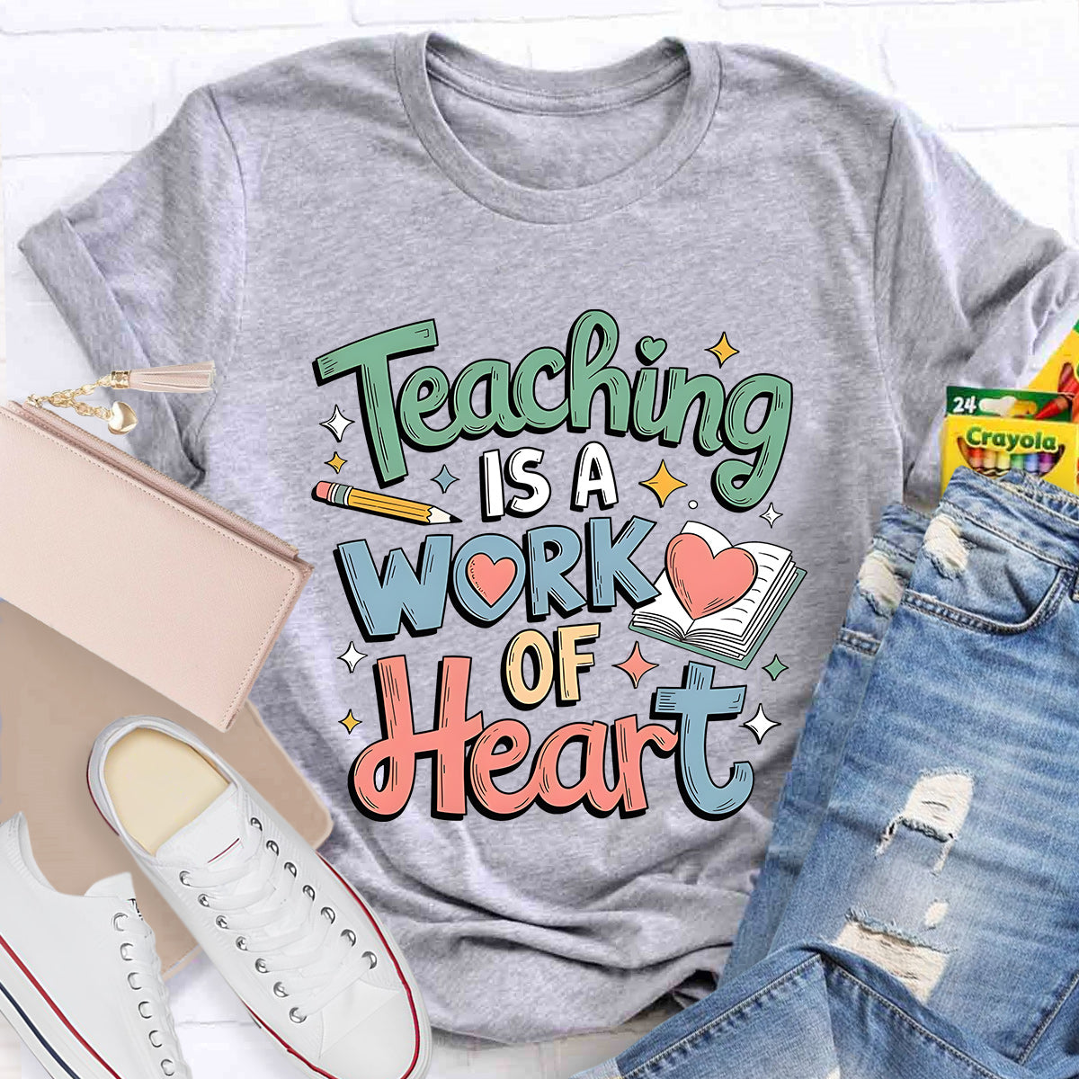 Teaching Is A  Work Of Heart Teacher T-Shirt