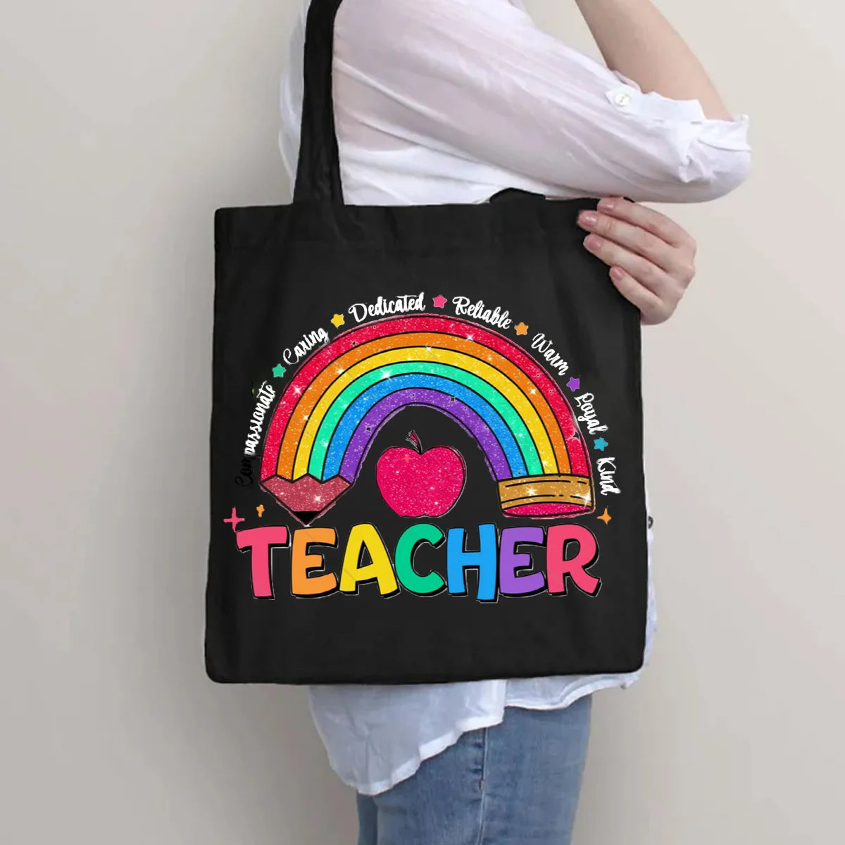 Teachers Definition Apple Printed Tote Bag
