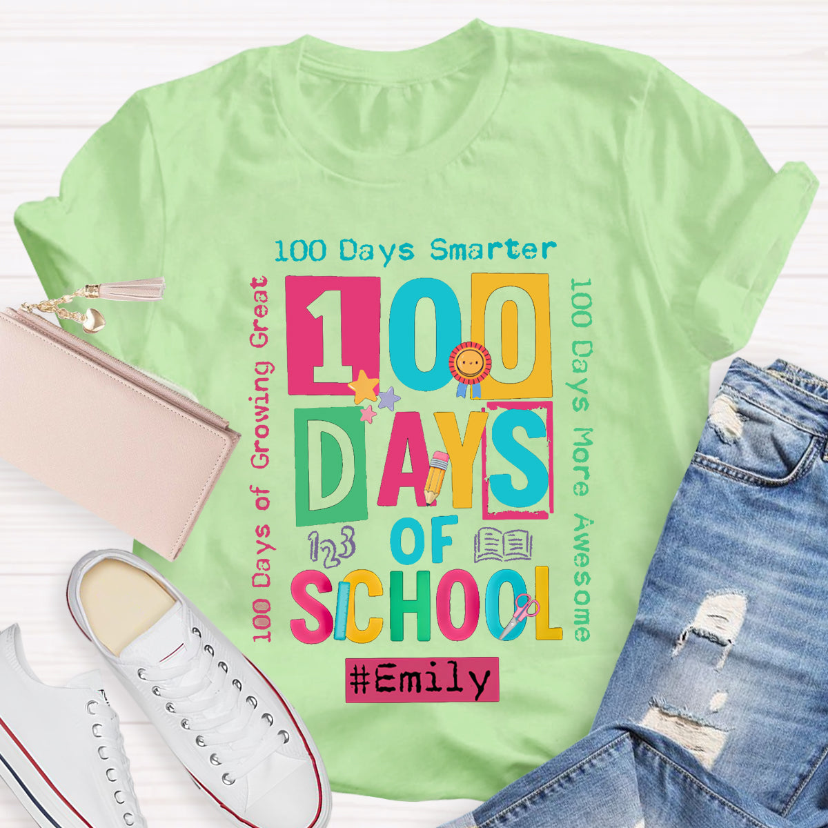 Personalized Name 100 Days Of School Smarter T-shirt