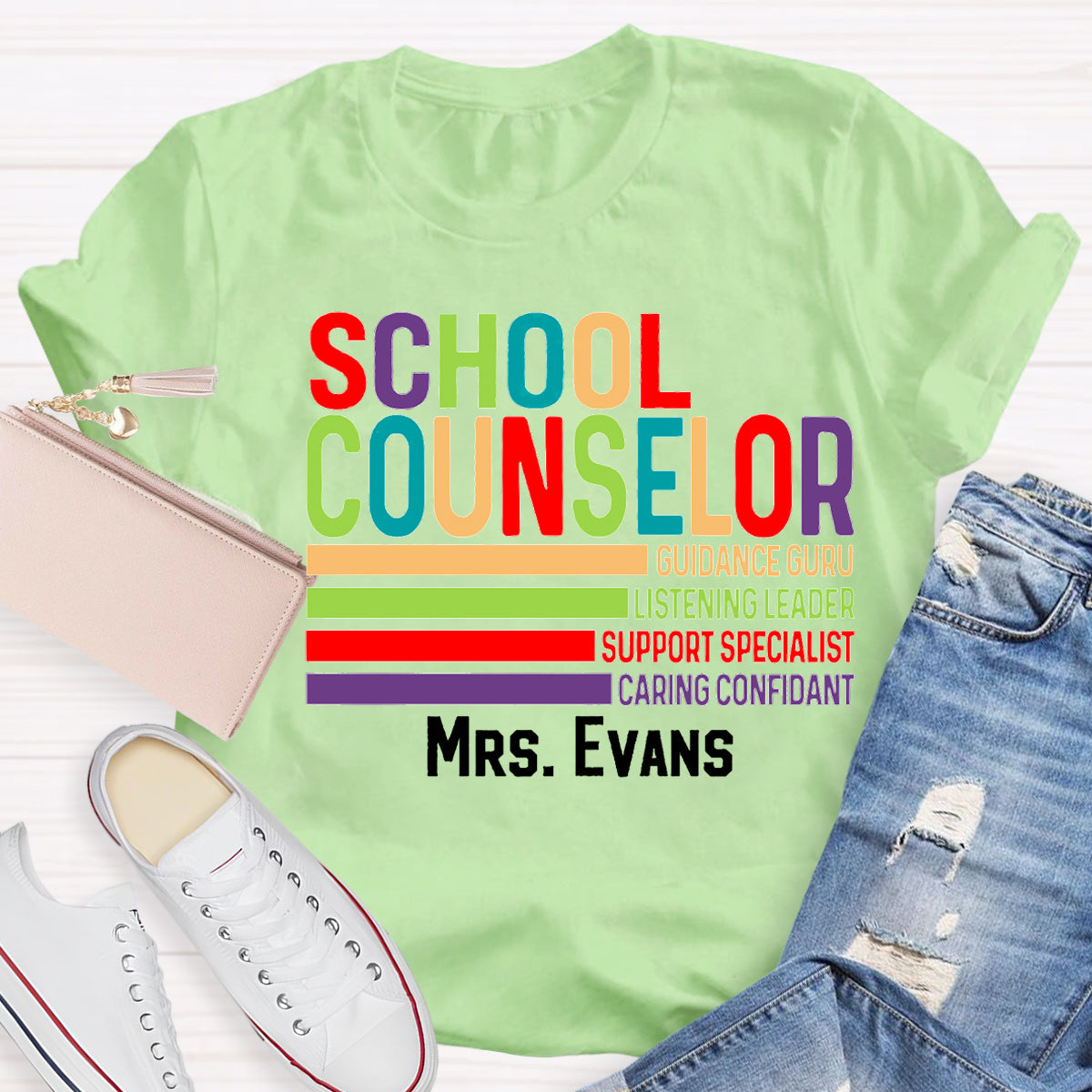 Personalized Name School Counselor Guidance Gure Listening Leader Support Specialist T-shirt