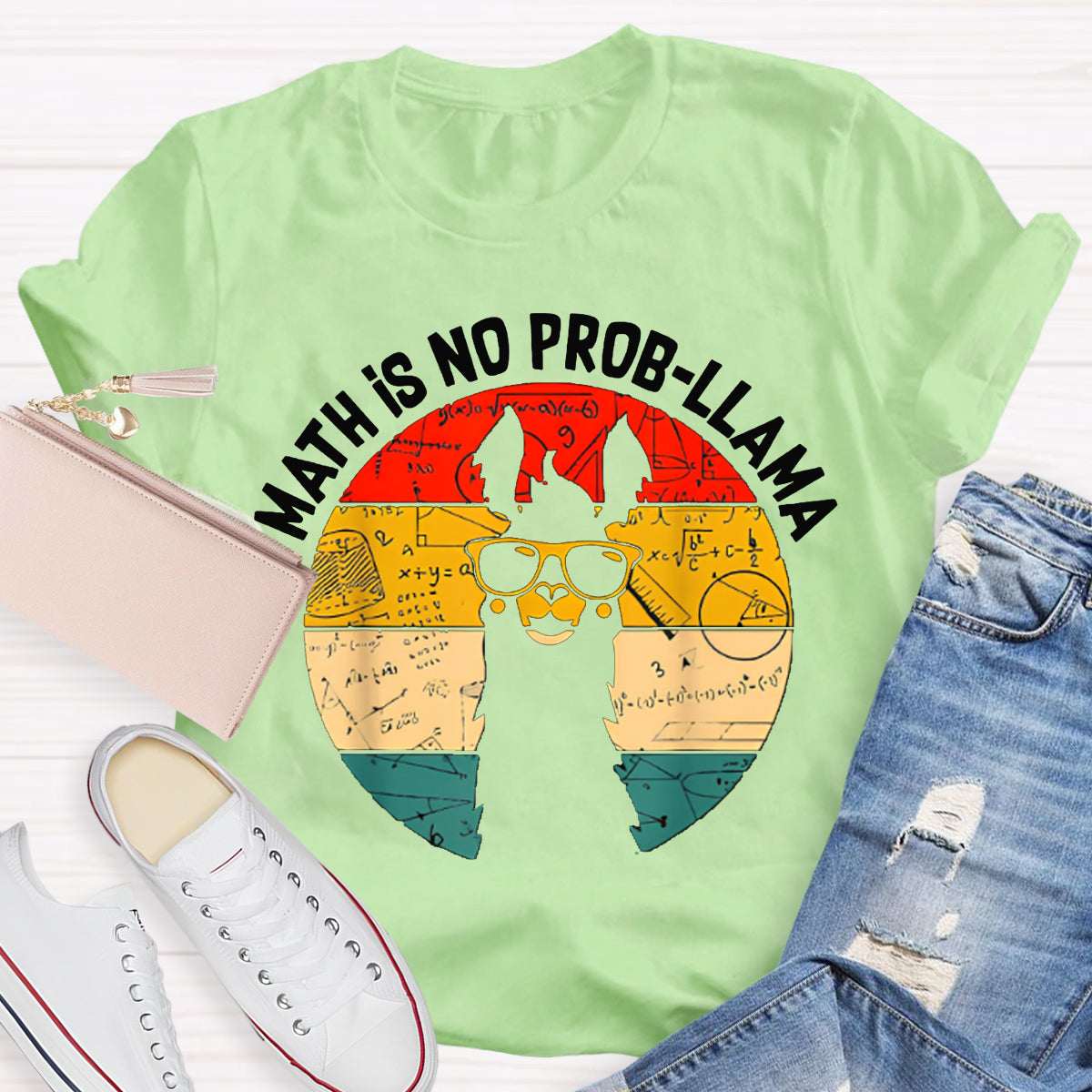 Math Is No Prob-Llama Funny Pony Math Teacher T-shirt