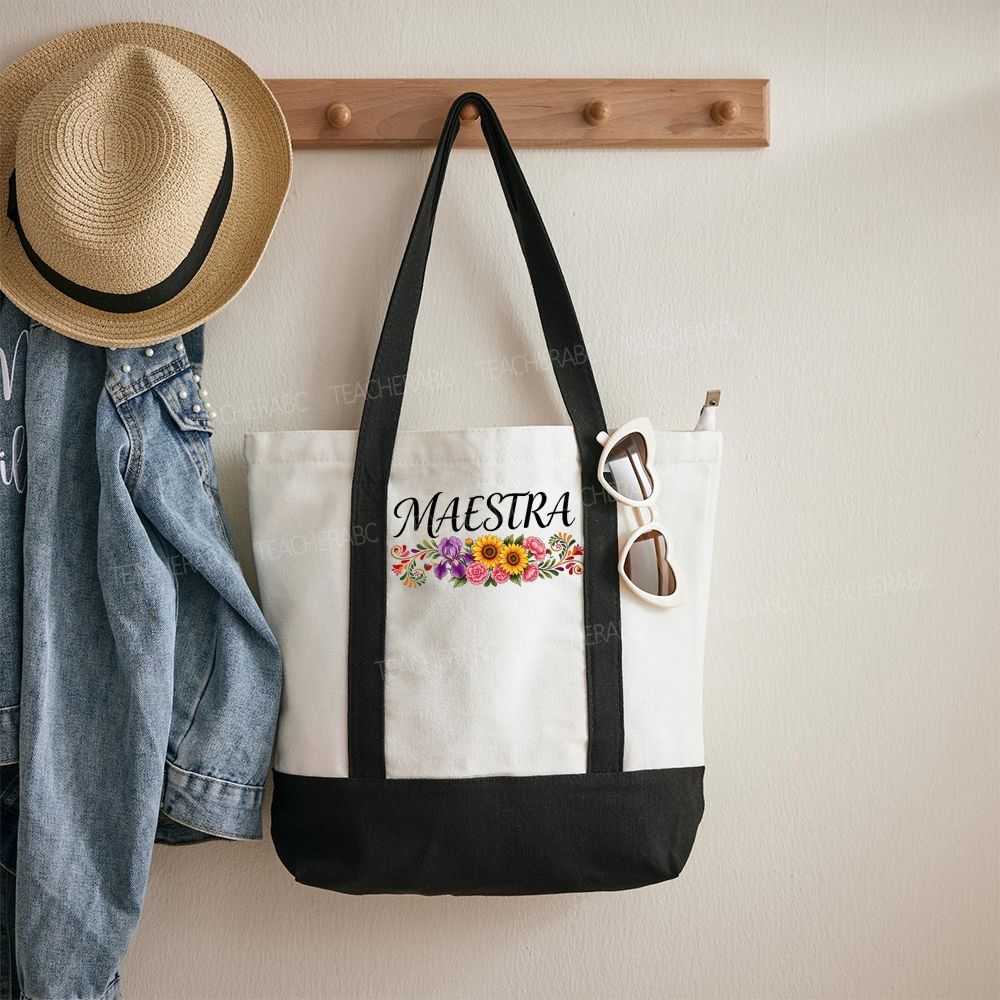 Maestre  Floral   Color-blocked Canvas Bag