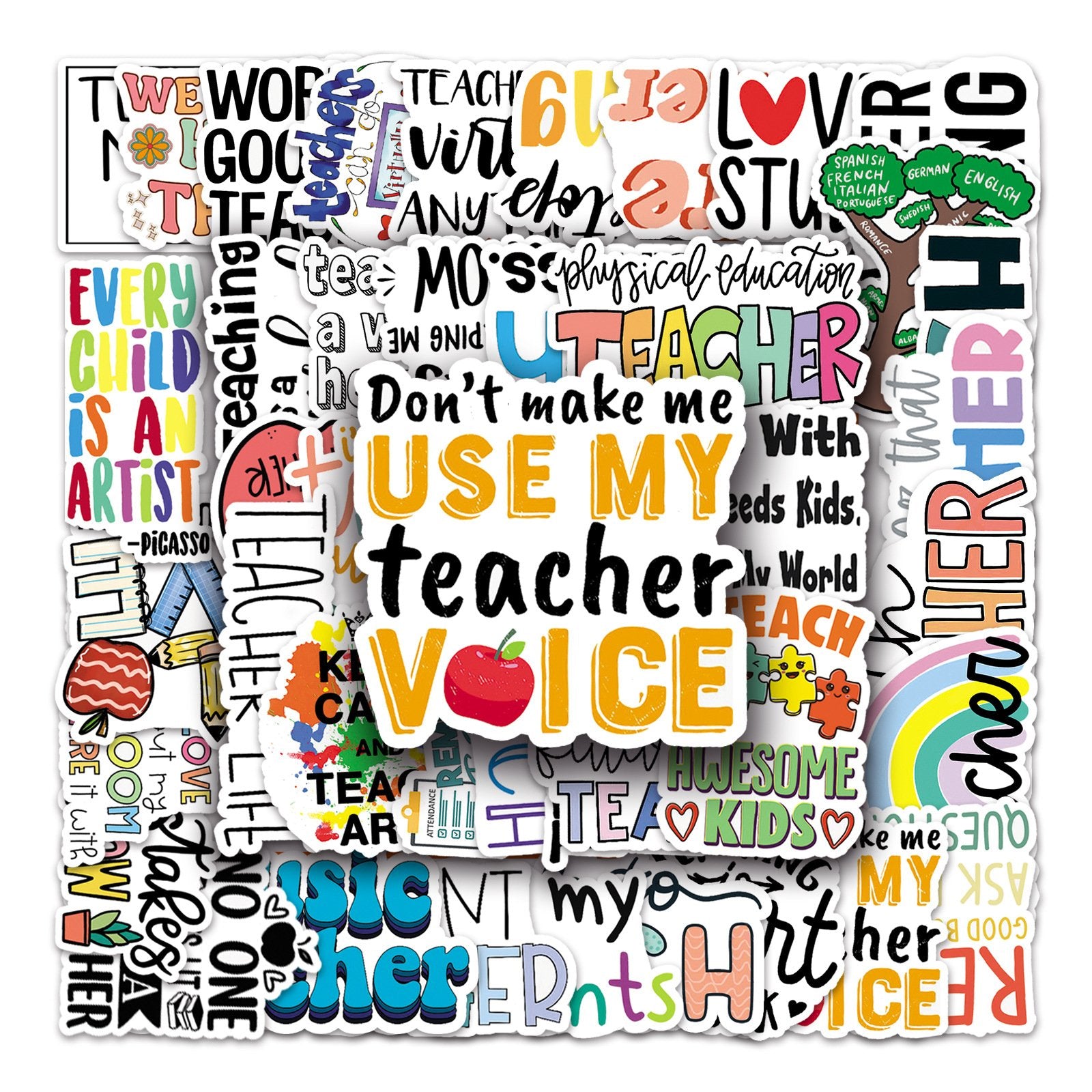 50 Teacher Graffiti Stickers