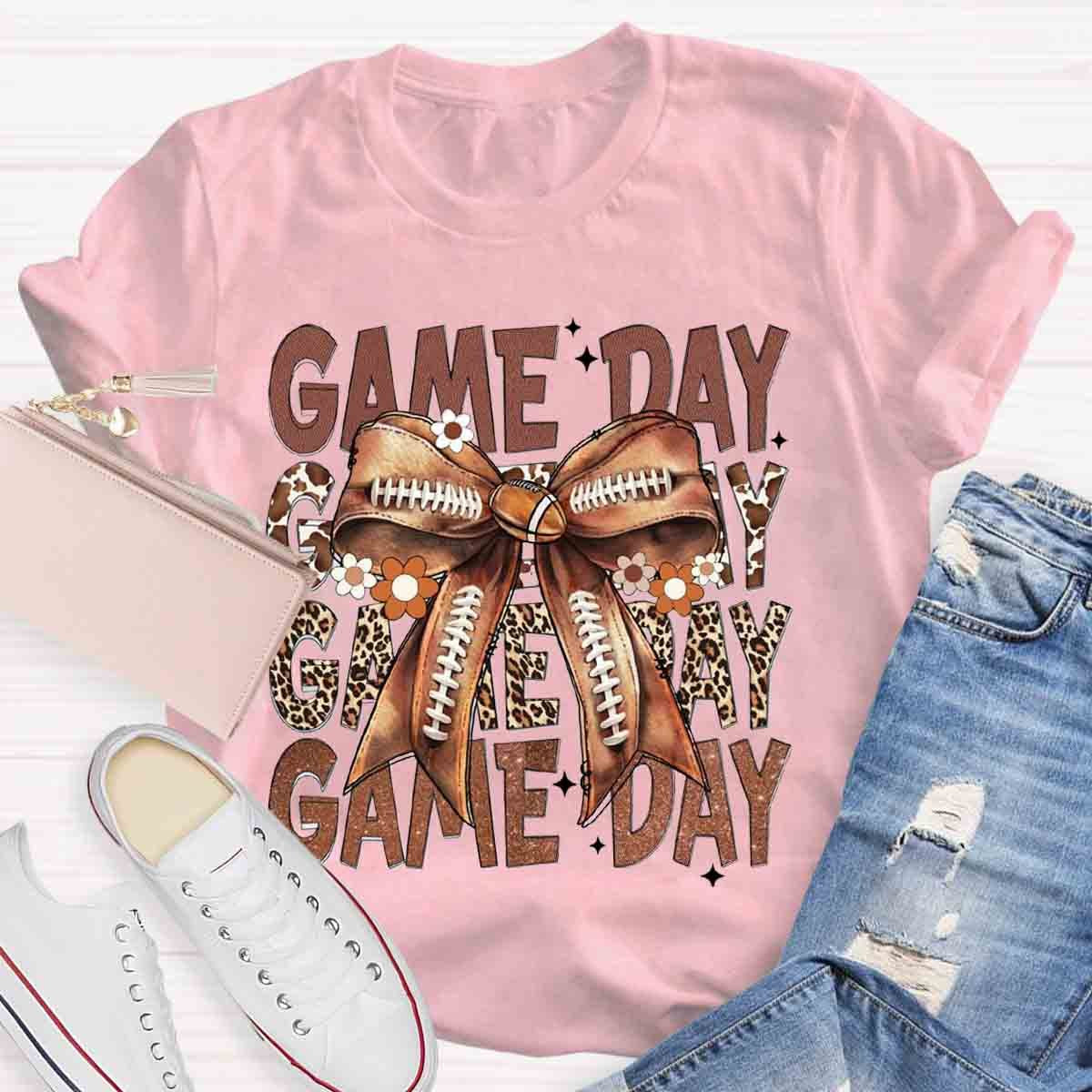 Game Day Football Bow T-Shirt