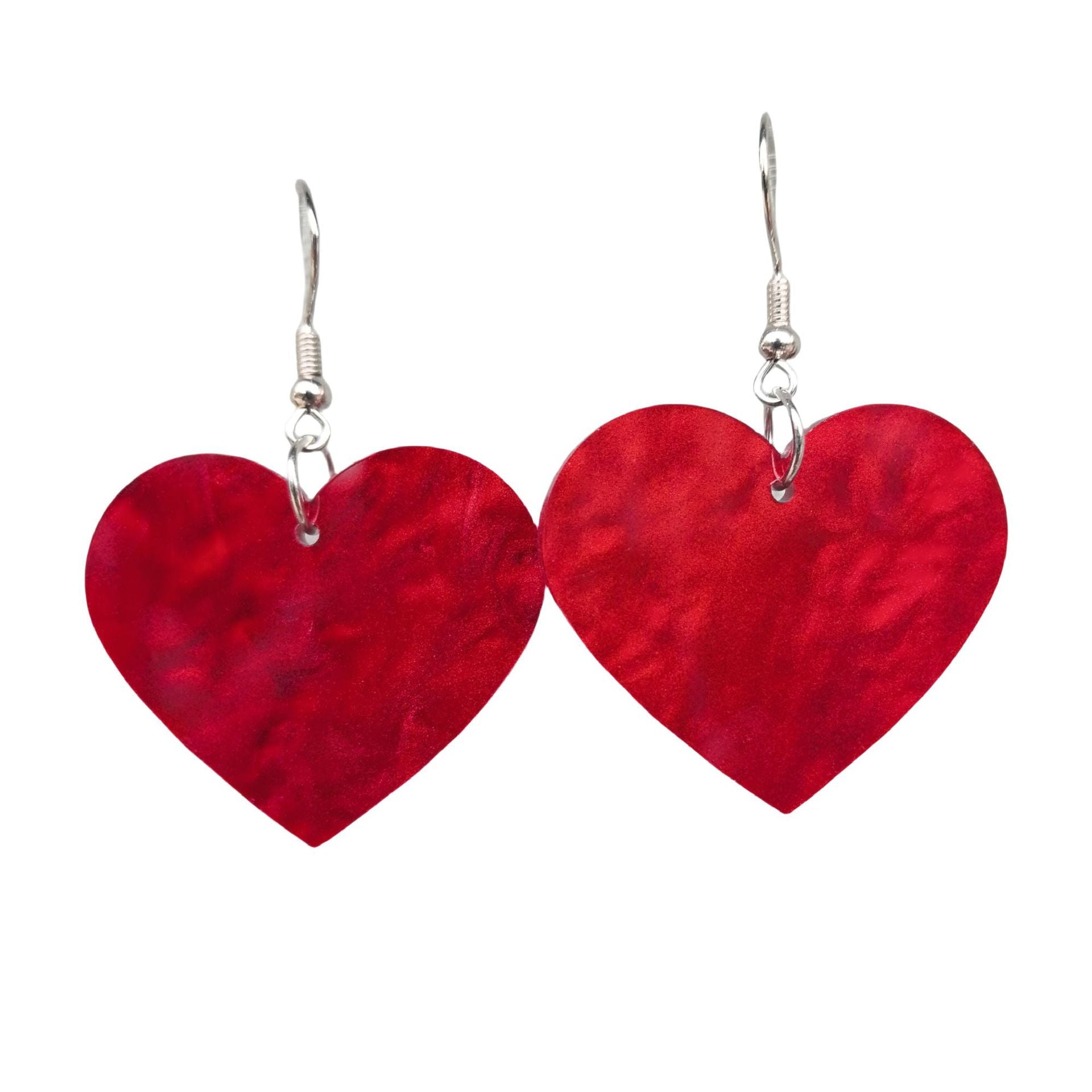 Valentine'S Day Pink And Red Sequined Heart Earrings