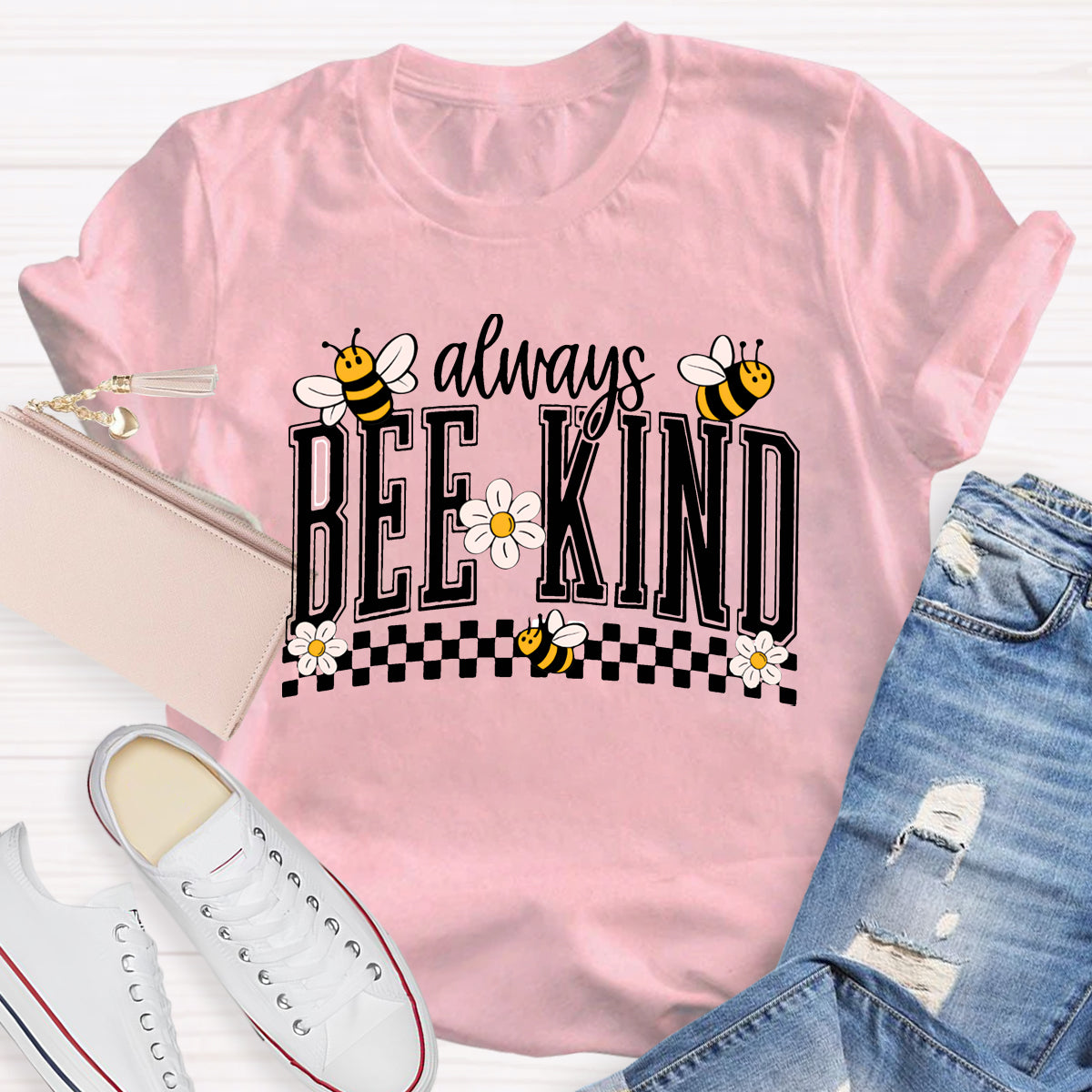 Always Bee Kind Bees And Small Flowers Teacher T-shirt