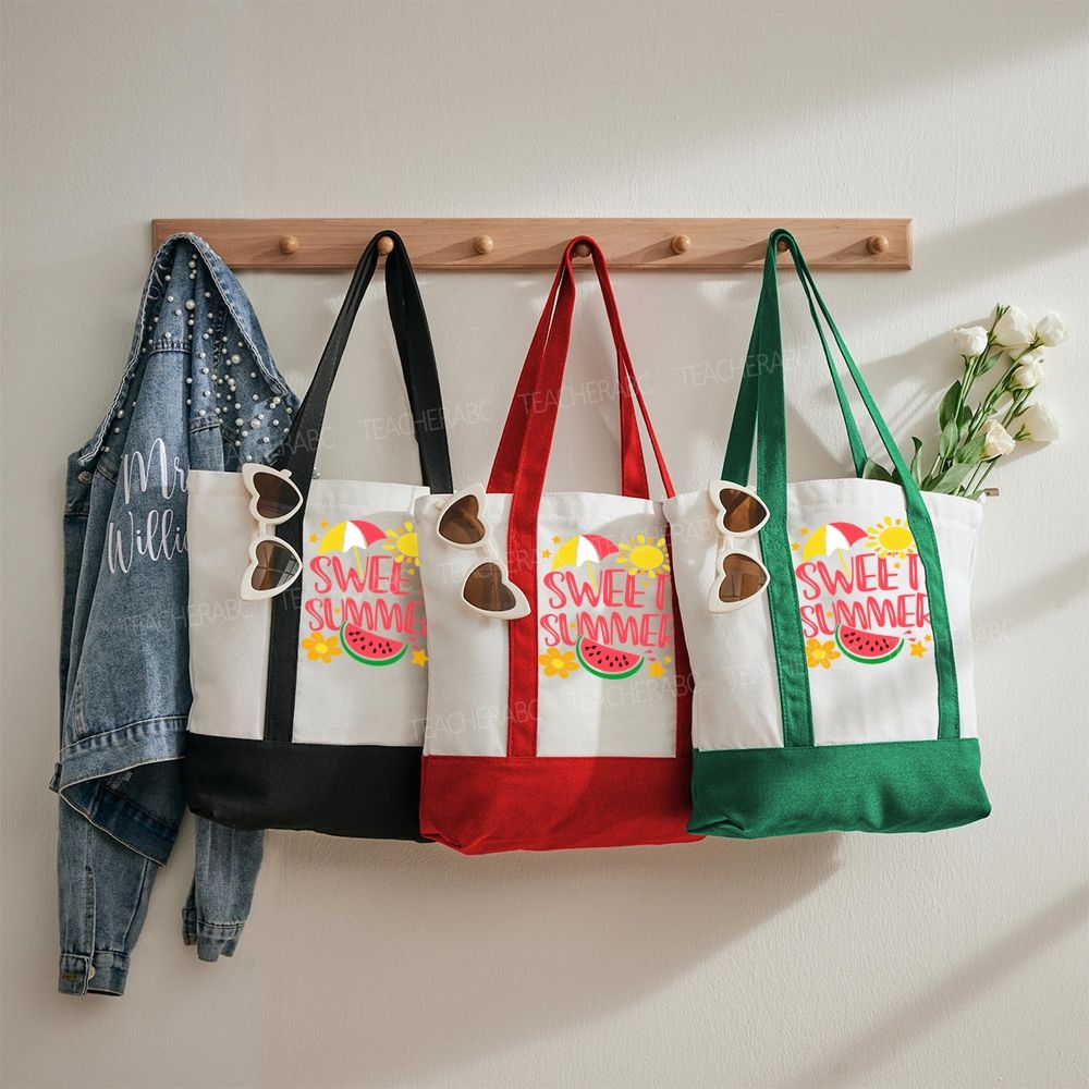 Sweet Summer   Color-blocked Canvas Bag