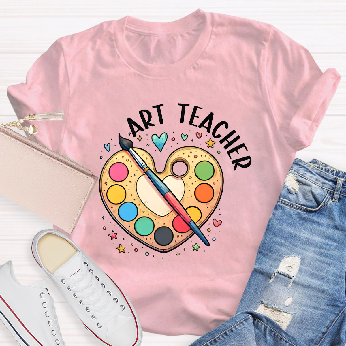 Art Teacher Heart Teacher T-Shirt