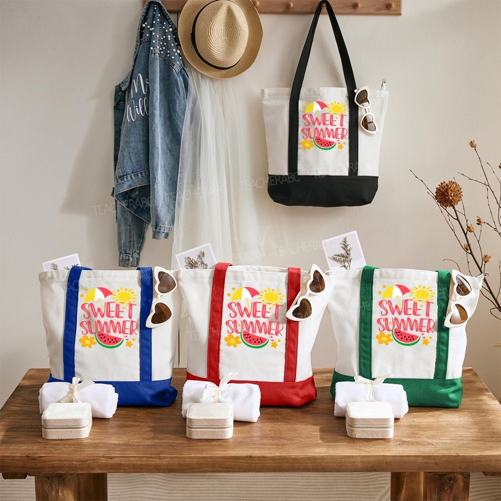 Sweet Summer   Color-blocked Canvas Bag