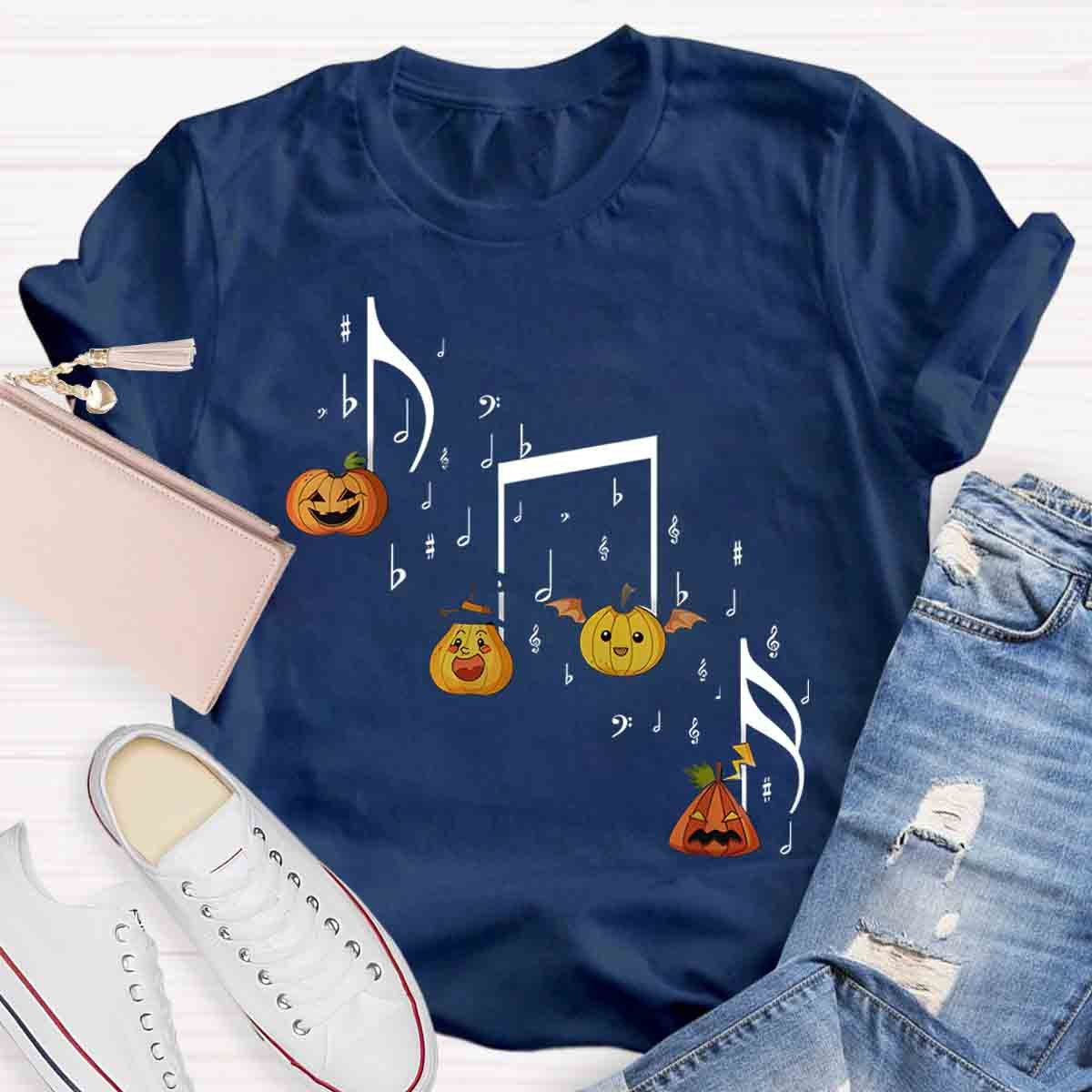 Music Note Pumpkin Fall Music Teacher Halloween Shirt