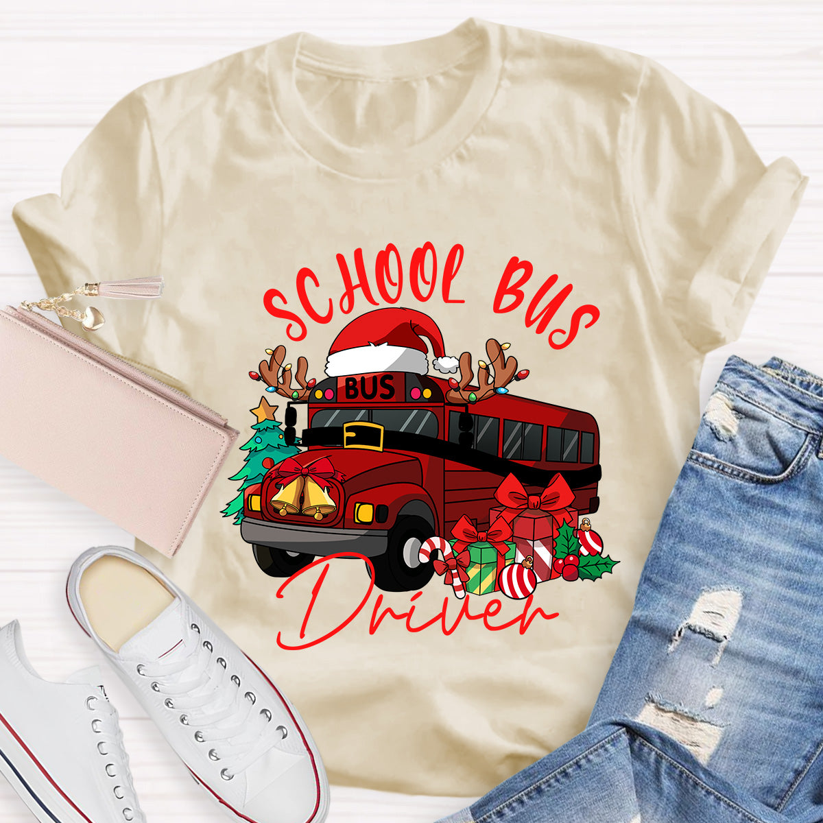 School Bus Driver Christmas School Bus Christmas Vibes T-shirt