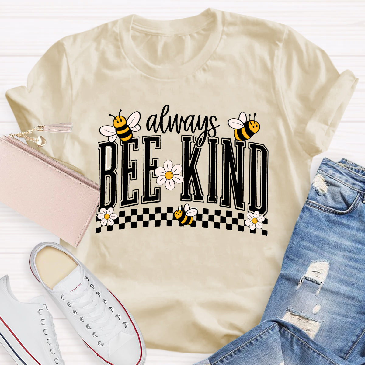 Always Bee Kind Bees And Small Flowers Teacher T-shirt