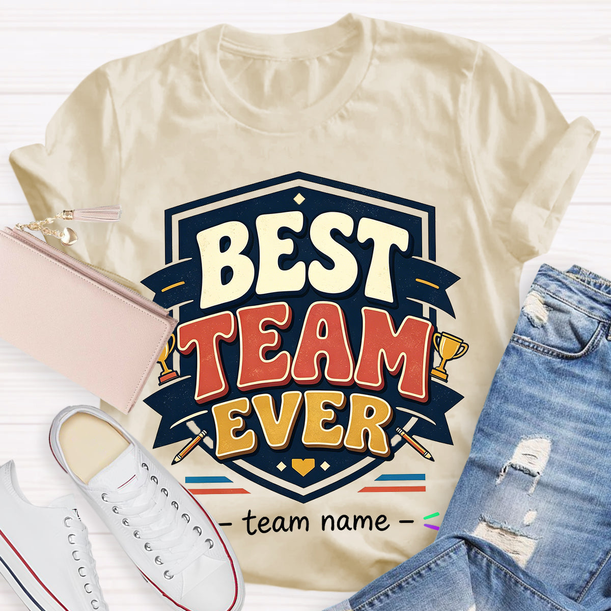 Personalized Team Name Best Team Ever Championship Trophy Teacher T-Shirt