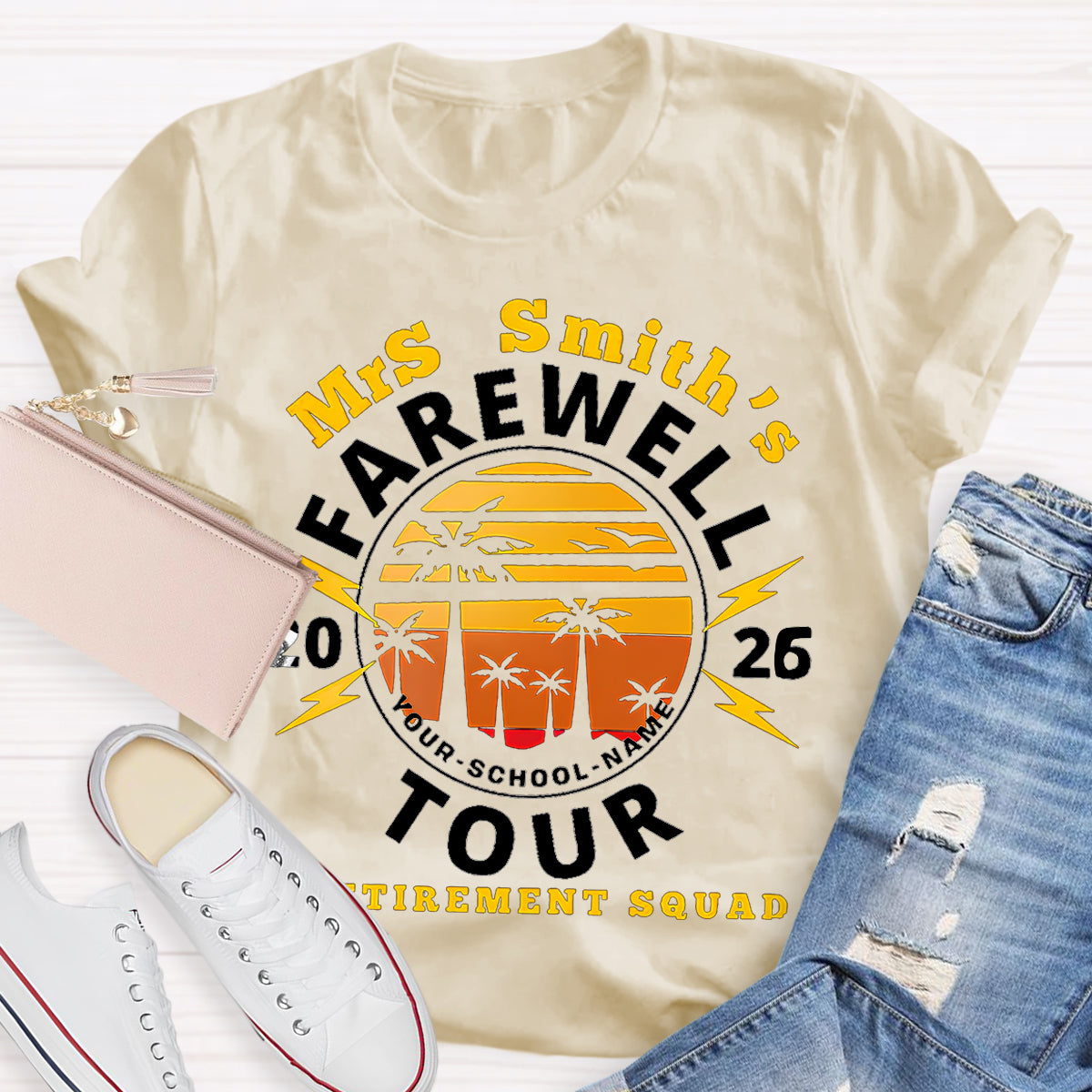 Personalized Teacher's Name And School Name Farewell Tour Retirement Squad T-Shirt