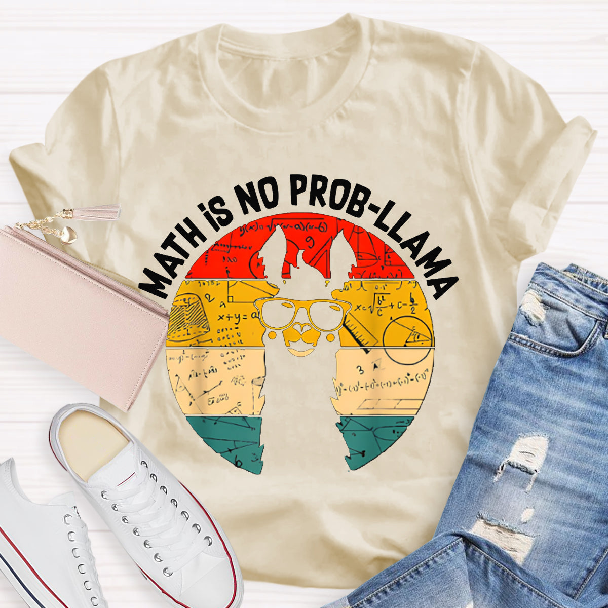 Math Is No Prob-Llama Funny Pony Math Teacher T-shirt