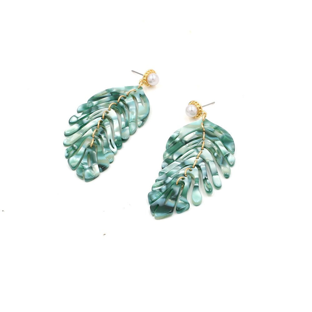 Pearl Leaves Acrylic Earrings