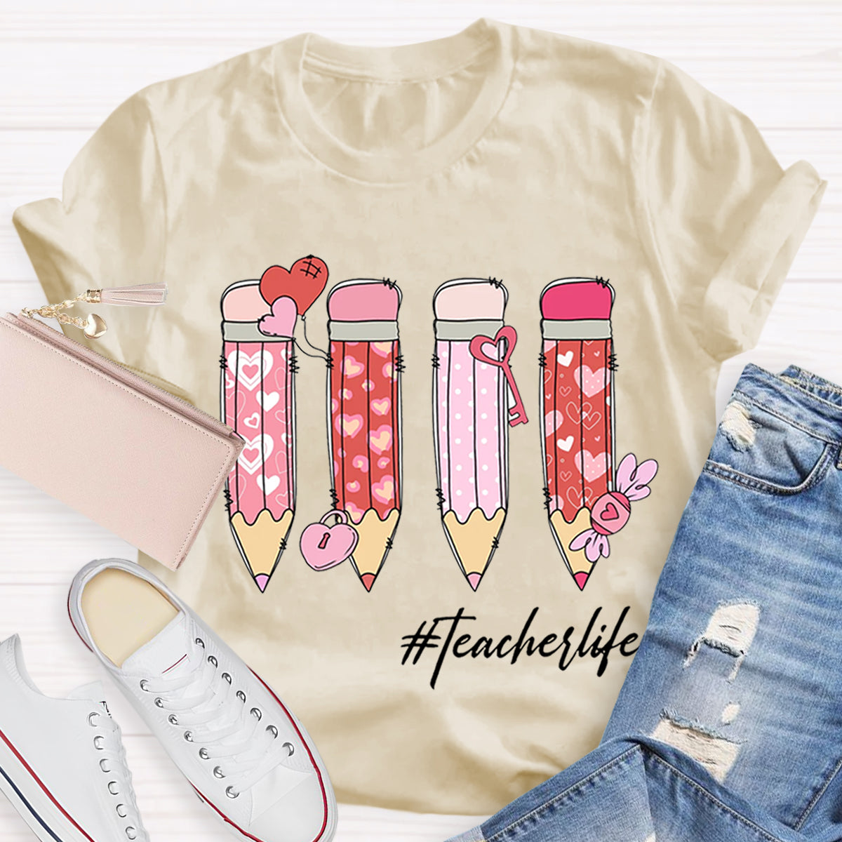 Valentine Pencils Teacher T-Shirt