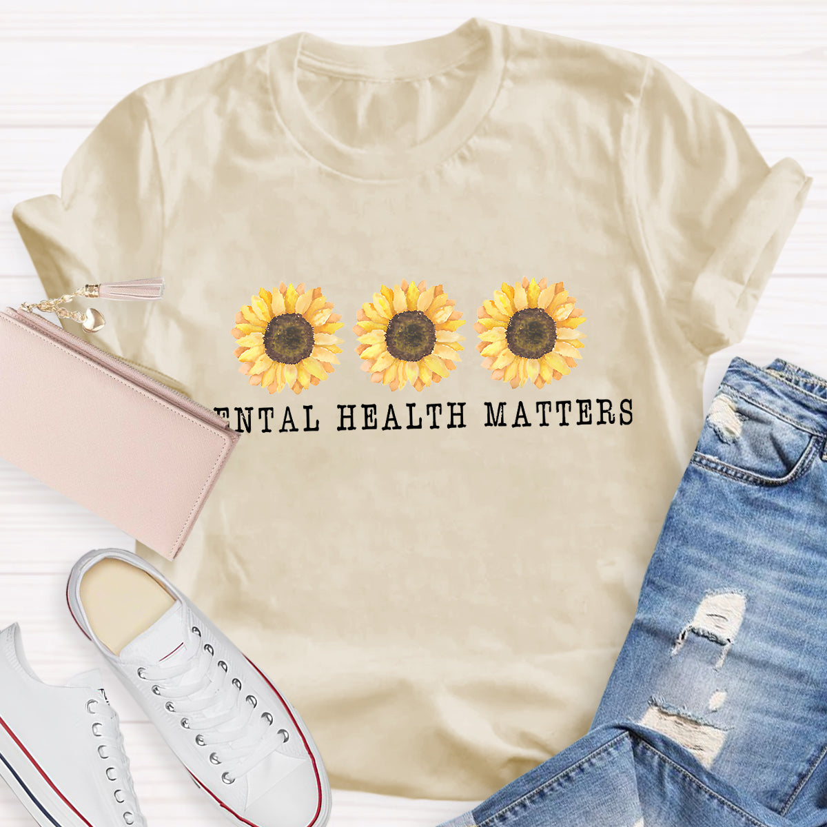 Mental Health Matters Sunflower Teacher T-Shirt