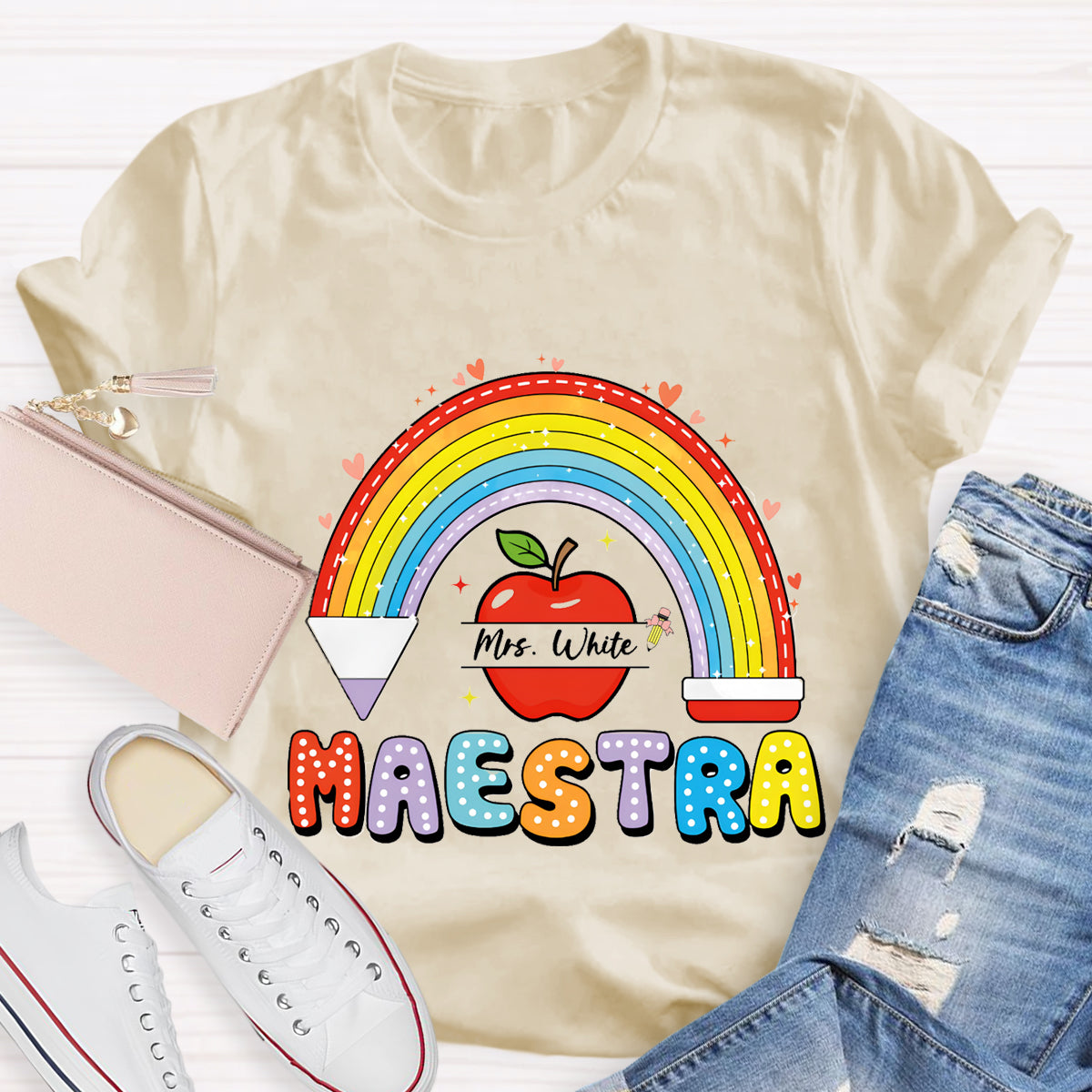Personalized Name Mrs.White Teacher T-Shirt